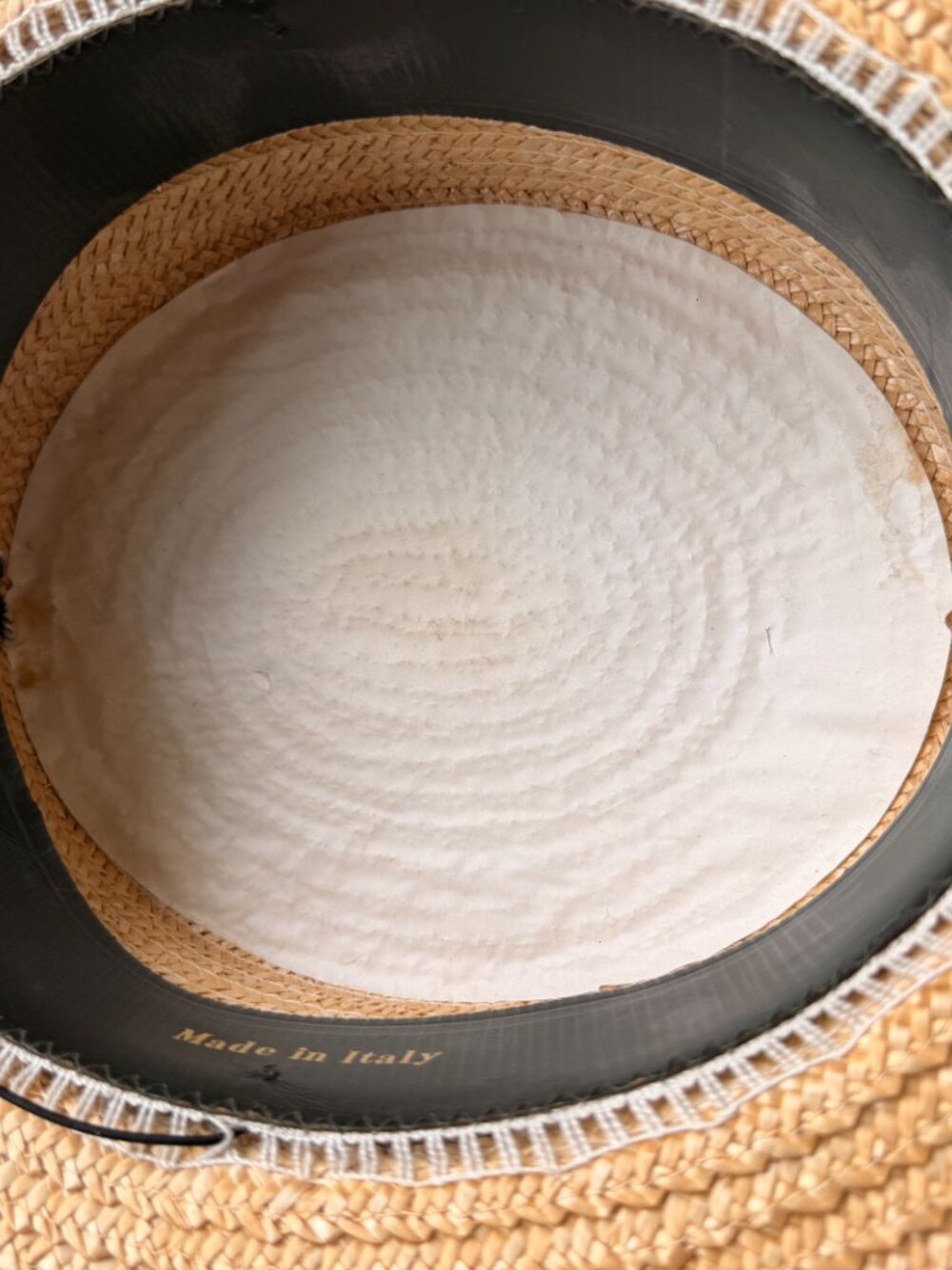 Vintage Yves St. Laurent Straw Boat Hat with Ribbon - Picture 6 of 11